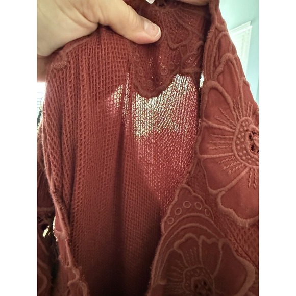 Free People Collette Maxi Dress M Rust Lace Boho Button Front Romantic Cottage - Picture 11 of 11
